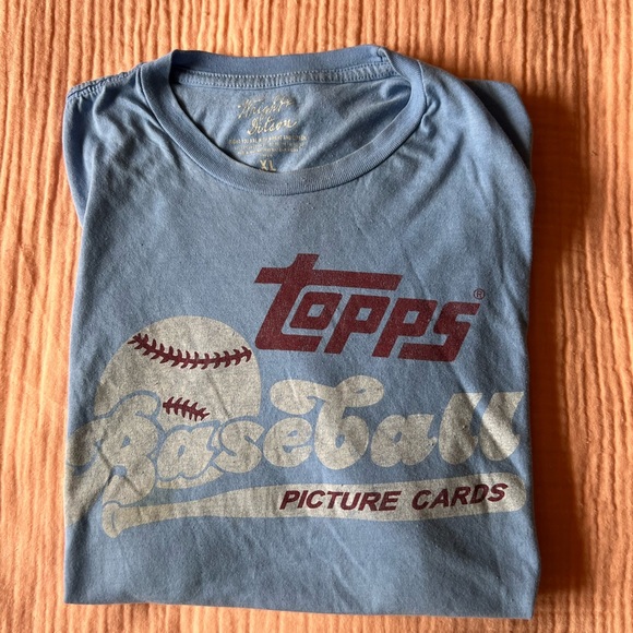 Topps Baseball Picture Cards Trading Traded MLB Blue T-Shirt XL RARE VINTAGE - Picture 3 of 6